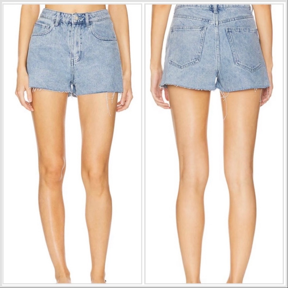 WeWoreWhat High Waist Raw Frayed Hem Light Blue 100% Cotton Jean Shorts Size 30